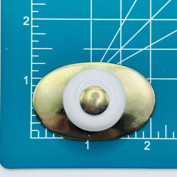 Vintage Keeler Brass Oval Porcelain Drawer Knobs Pulls Set of 8 - Picture 8 of 8